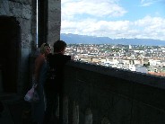 at the top of the north tower of Geneva cathedral