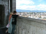 at the top of the north tower of Geneva cathedral
