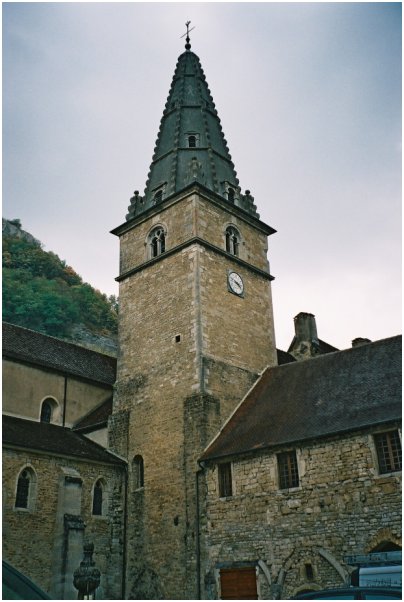 The 13th century tower of Abbaye de Baume.