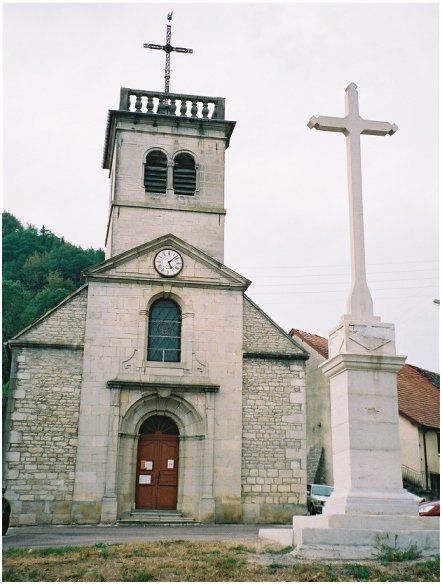 An aggrandised frontage on the village square.