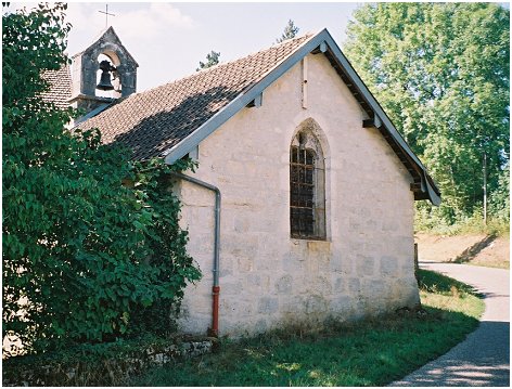 The former convent chapel at the turn in the road.