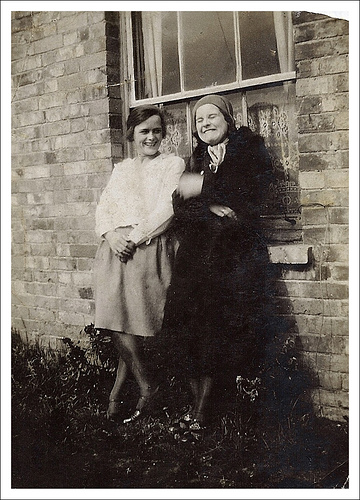 My great-aunt Violet Page and my grandmother Phyllis Page. Back Hill, Ely, 24th April 1932