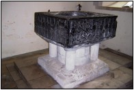 the black Tournai marble font