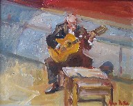 Julian Bream (oil painting by Roger Dellar, 1998)