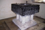 East Meon's Tournai marble font