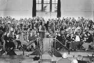 Dyson rehearsing Agincourt at Petersfield Town Hall in 1958 (courtesy Petersfield Museum)